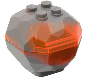 LEGO Dark Stone Gray Rock 4 x 4 x 3 Assembly with Transparent Neon Orange Marbling