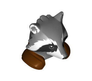 LEGO Dark Stone Gray Rocket Raccoon Head with Reddish Brown Shoulder Pads (17469)