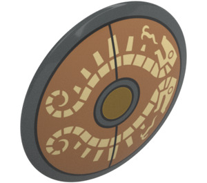 LEGO Dark Stone Gray Round Shield with Curved Face with Twin Serpents (75902)