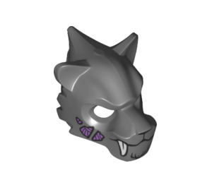 LEGO Dark Stone Gray Saber-Tooth Tiger Mask with Fangs and Lavender Wounds (15083 / 17359)