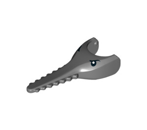 LEGO Dark Stone Gray Sawfish Head with Black Eyes with White Pupils Decoration (19551 / 43207)