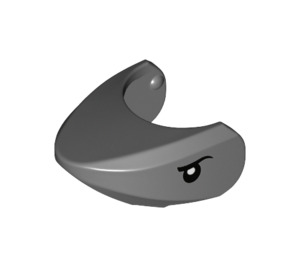 LEGO Dark Stone Gray Shark Head with Rounded Nose with Black Eyes with White Pupil without Molded Eyes (20650 / 20651)