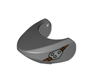 LEGO Dark Stone Gray Shark Head with Rounded Nose with Metal without Molded Eyes (44189 / 87587)