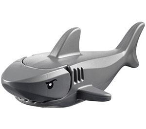 LEGO Dunkles Steingrau Hai mit Gills und Schwarz Augen mit Weiß Pupils