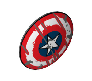 LEGO Dark Stone Gray Shield - Curved with Weathered Captain America Shield Decoration (75902)