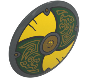 LEGO Dark Stone Gray Shield - Curved with Yellow and Green (75902 / 104738)