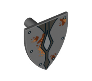 LEGO Dark Stone Gray Shield - Triangular with Diamonds and Mud Spots (3846 / 14683)