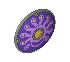 LEGO Dark Stone Gray Shield with Curved Face with Purple Swirls and Gold Spots (75902 / 107330)