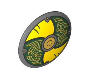 LEGO Dark Stone Gray Shield with Curved Face with Yellow and Green (75902 / 104738)