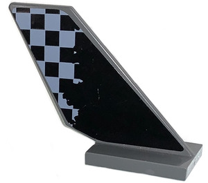 LEGO Dark Stone Gray Shuttle Tail 2 x 6 x 4 with chequered pattern on both sides Sticker (6239)