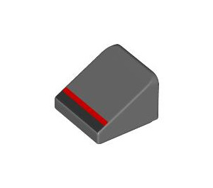 LEGO Dark Stone Gray Slope 1 x 1 (31°) with Black and Red Stripes (35338 / 108568)