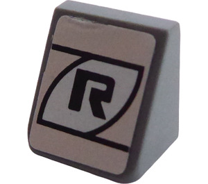 LEGO Donker Steengrijs Helling 1 x 1 (31°) met Zwart "R" Sticker (50746)