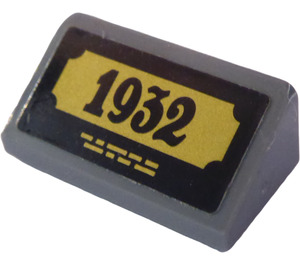 LEGO Dark Stone Gray Slope 1 x 2 (31°) with "1932" Sticker (85984)