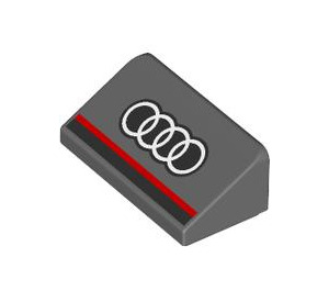 LEGO Dunkles Steingrau Steigung 1 x 2 (31°) mit Audi Logo (85984 / 106736)