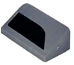 LEGO Gris pierre foncé Pente 1 x 2 (31°) avec Noir Décoration La gauche Côté Autocollant (85984)