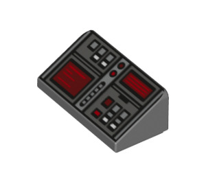 LEGO Dark Stone Gray Slope 1 x 2 (31°) with Buttons and Two Red Screens (26823 / 85984)