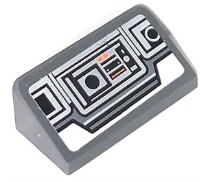 LEGO Dark Stone Gray Slope 1 x 2 (31°) with Control Panel Sticker (85984)