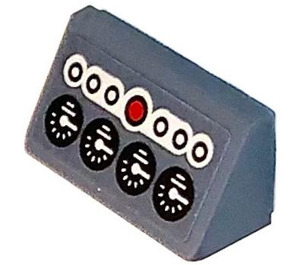 LEGO Donker Steengrijs Helling 1 x 2 (31°) met Control Paneel met Speedometers Sticker (85984)