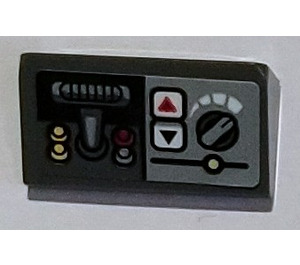 LEGO Dark Stone Gray Slope 1 x 2 (31°) with Control stick and dial Sticker (85984)