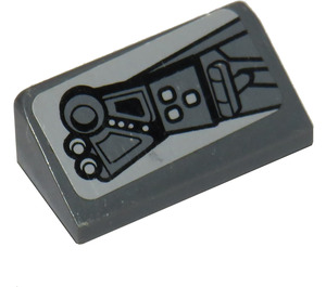 LEGO Dark Stone Gray Slope 1 x 2 (31°) with Controls - Right Sticker (85984)