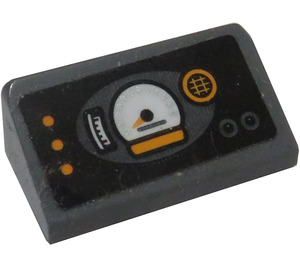 LEGO Dark Stone Gray Slope 1 x 2 (31°) with Gauges and Buttons on Dashboard Sticker (85984)