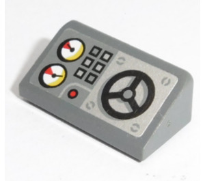 LEGO Dark Stone Gray Slope 1 x 2 (31°) with Gauges, Buttons and Water Valve Wheel Sticker (85984)