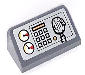 LEGO Dark Stone Gray Slope 1 x 2 (31°) with Gauges, Buttons, Orange Bar Sticker (85984)
