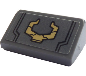 LEGO Dark Stone Gray Slope 1 x 2 (31°) with Gold Horns Sticker (85984)