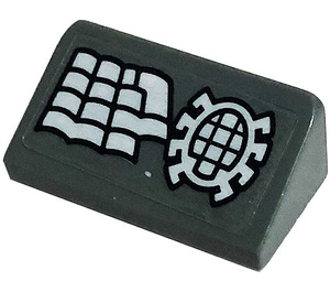 LEGO Dunkles Steingrau Steigung 1 x 2 (31°) mit Keyboard und Spinne Aufkleber (85984)