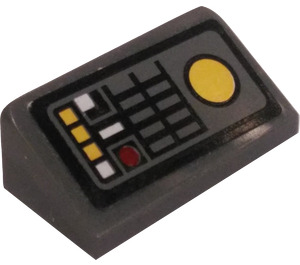 LEGO Dark Stone Gray Slope 1 x 2 (31°) with Malevolence Control Panel Sticker (85984)