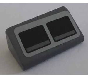 LEGO Dark Stone Gray Slope 1 x 2 (31°) with Two Black Rectangles Sticker (85984)