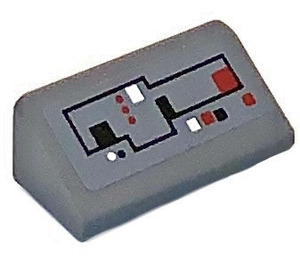 LEGO Gris pierre foncé Pente 1 x 2 (31°) avec blanc, rouge et Noir Control Buttons Autocollant (85984)