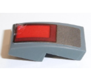 LEGO Dark Stone Gray Slope 1 x 2 Curved with Red and Dark Red Rectangle (Right) Sticker (11477)