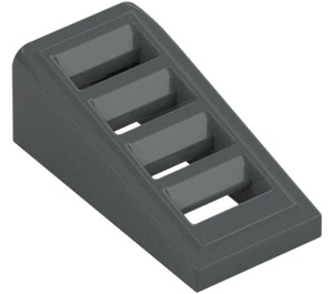 LEGO Dark Stone Gray Slope 1 x 2 x 0.7 (18°) with Grille (61409)