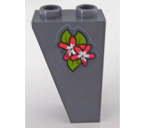 LEGO Dark Stone Gray Slope 1 x 2 x 3 (75°) Inverted with Two Pink and White Flowers on Leaves Sticker (2449)