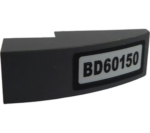 LEGO Dark Stone Gray Slope 1 x 3 Curved with 'BD60150' Sticker (50950)