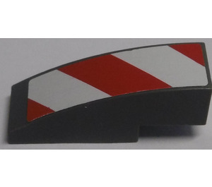 LEGO Dark Stone Gray Slope 1 x 3 Curved with Red and White Diagonal Stripes Sticker (Right) (50950)