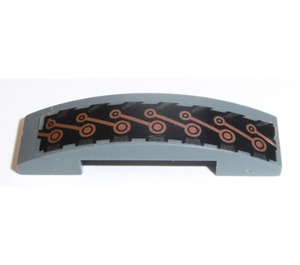 LEGO Dark Stone Gray Slope 1 x 4 Curved Double with Copper Links Sticker (93273)