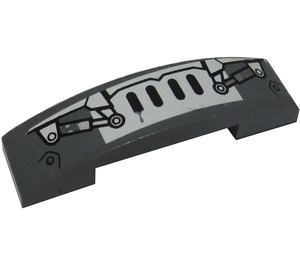 LEGO Dark Stone Gray Slope 1 x 4 Curved Double with Grille and 2 Hydraulic Cylinders Sticker (93273)