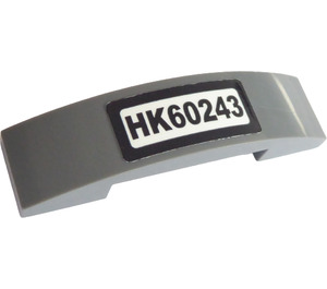 LEGO Dark Stone Gray Slope 1 x 4 Curved Double with 'HK60243' Sticker (93273)