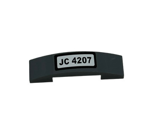 LEGO Dark Stone Gray Slope 1 x 4 Curved Double with 'JC 4207' Sticker (93273)