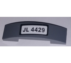 LEGO Dark Stone Gray Slope 1 x 4 Curved Double with "JL 4429" Sticker (93273)