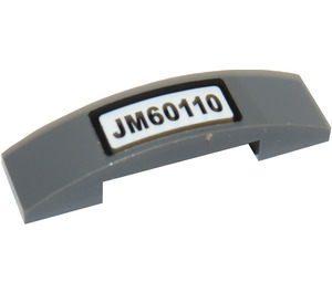 LEGO Dark Stone Gray Slope 1 x 4 Curved Double with 'JM60110' License Plate Sticker (93273)