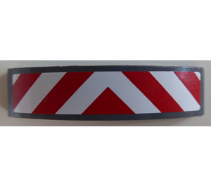 LEGO Dark Stone Gray Slope 1 x 4 Curved Double with Red/White Stripes Sticker (93273)