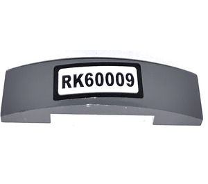 LEGO Dark Stone Gray Slope 1 x 4 Curved Double with RK60009 License Plate Sticker (93273)
