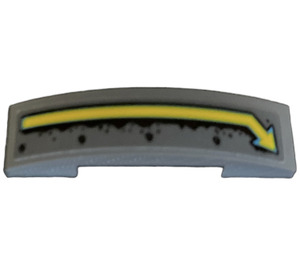 LEGO Dark Stone Gray Slope 1 x 4 Curved Double with Yellow Bent Arrow Sticker (93273)