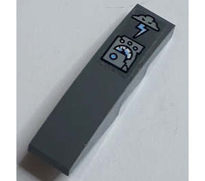 LEGO Dark Stone Gray Slope 1 x 4 Curved with Gauge, Buttons, Cloud and Lightning Sticker (11153)