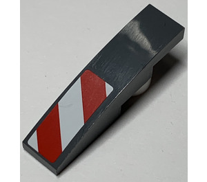 LEGO Dark Stone Gray Slope 1 x 4 Curved with Red and White Stripes Danger (Left Side) Short Sticker (11153)