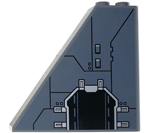 LEGO Dark Stone Gray Slope 1 x 6 x 5 (55°) with Doorway (left side) Sticker without Bottom Stud Holders (2937)