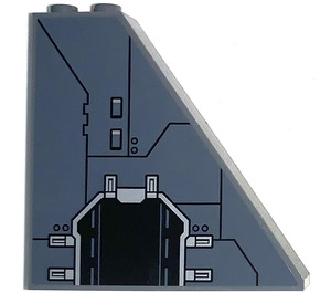 LEGO Mørk stengrå Skråning 1 x 6 x 5 (55°) med Doorway (Højre Side) Klistermærke uden bundknopsholdere (2937)